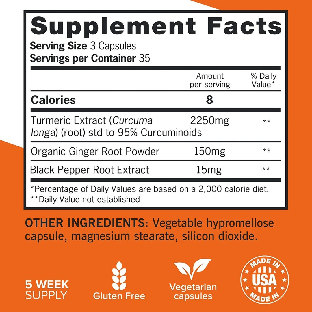 Turmeric Curcumin with Ginger and Black Pepper Extract, 2400mg